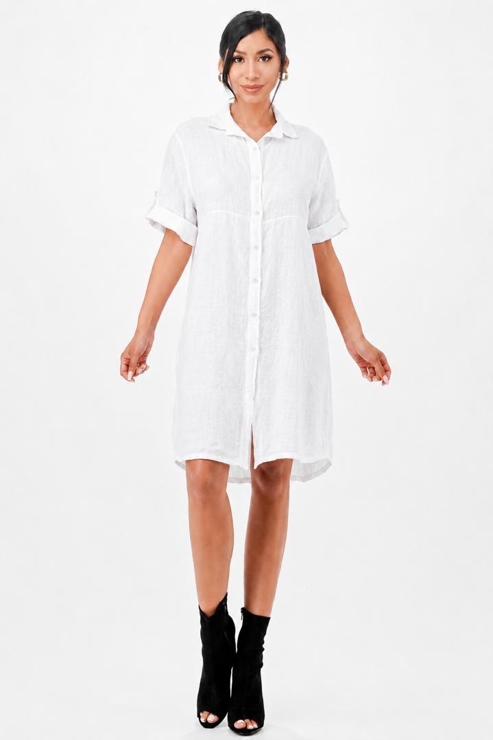 Long Linen Button Shirt Dress