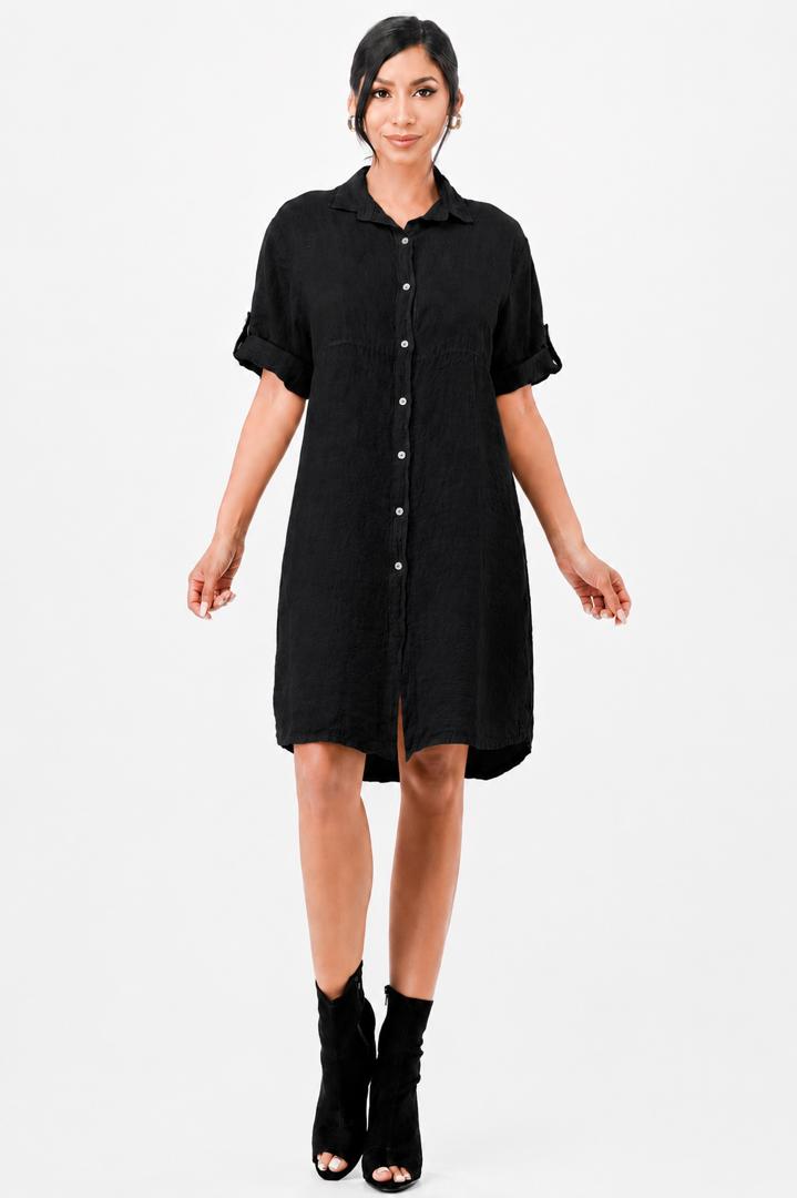 Long Linen Button Shirt Dress