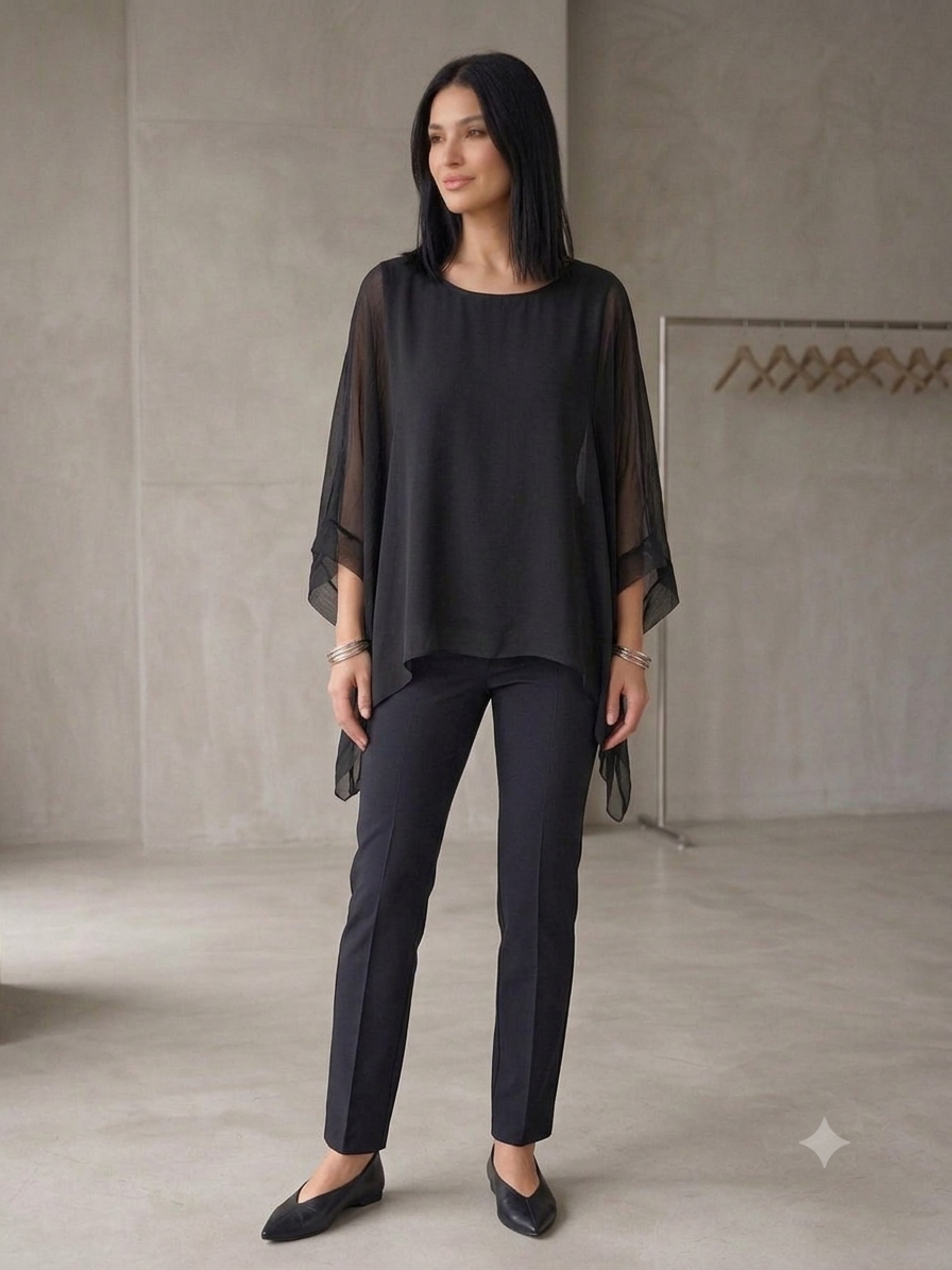 Italian Plain Silky Raw Moda Top Waterfall Sides