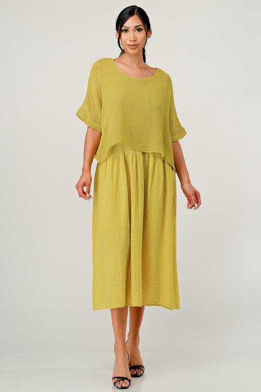 Italian Top Bottom Cotton Dress Dress Raw Moda