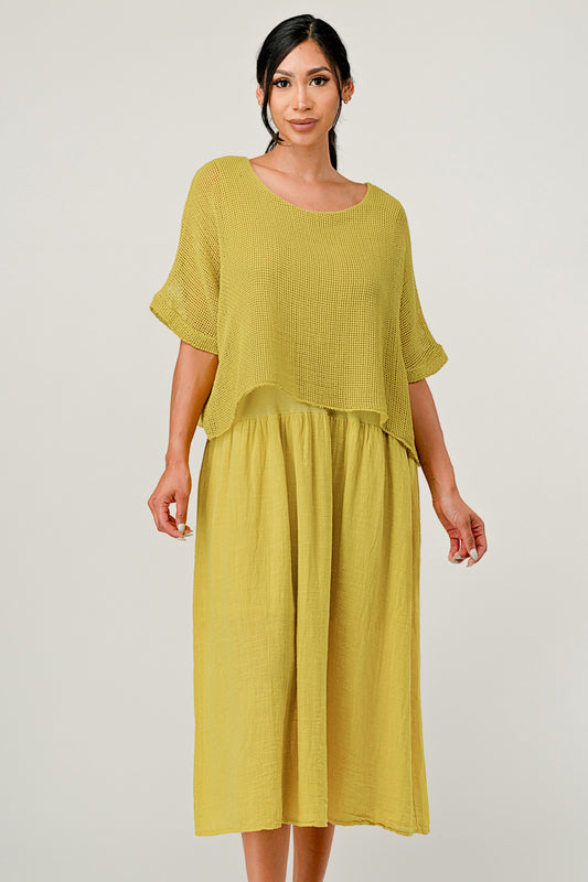 Italian Top Bottom Cotton Dress Dress Raw Moda