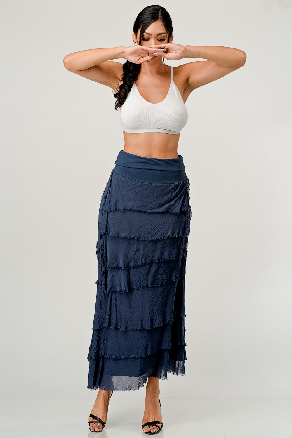 Layered Italian Raw Moda Maxi Skirt