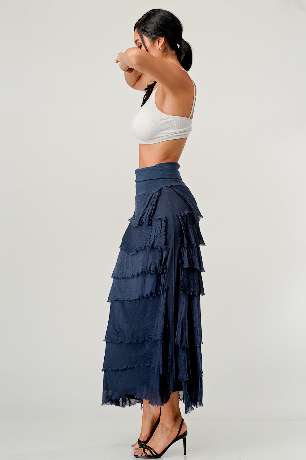 Layered Italian Raw Moda Maxi Skirt Bottom Raw Moda