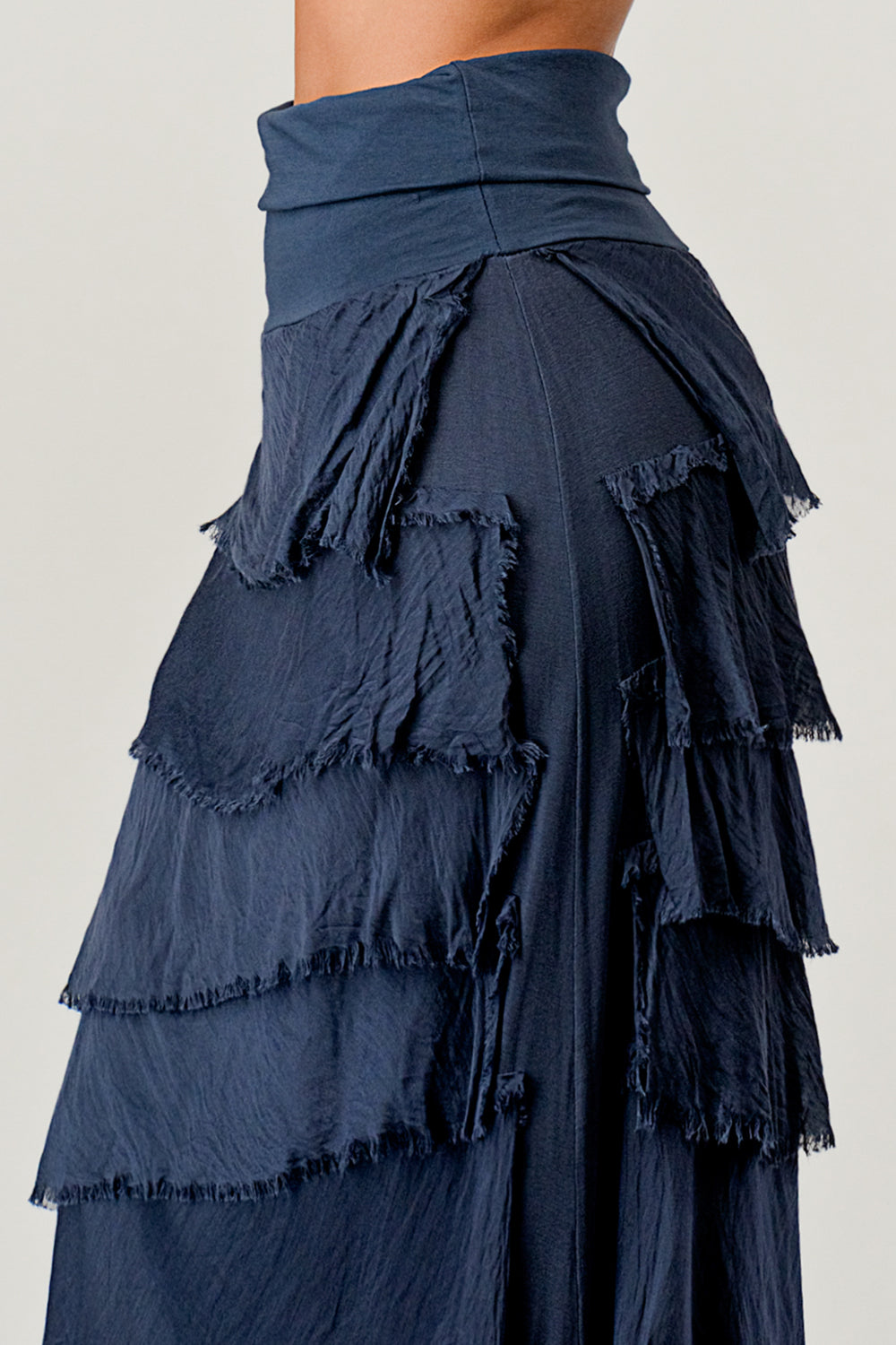 Layered Italian Raw Moda Maxi Skirt Bottom Raw Moda
