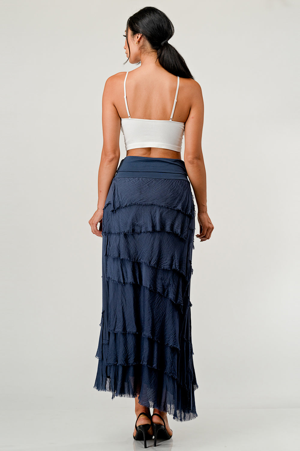 Layered Italian Raw Moda Maxi Skirt