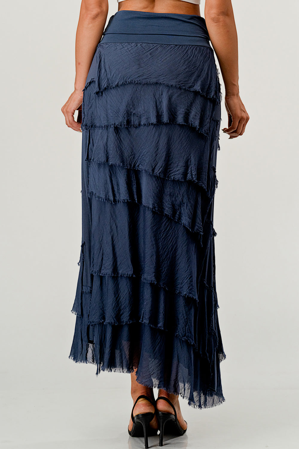 Layered Italian Raw Moda Maxi Skirt Bottom Raw Moda