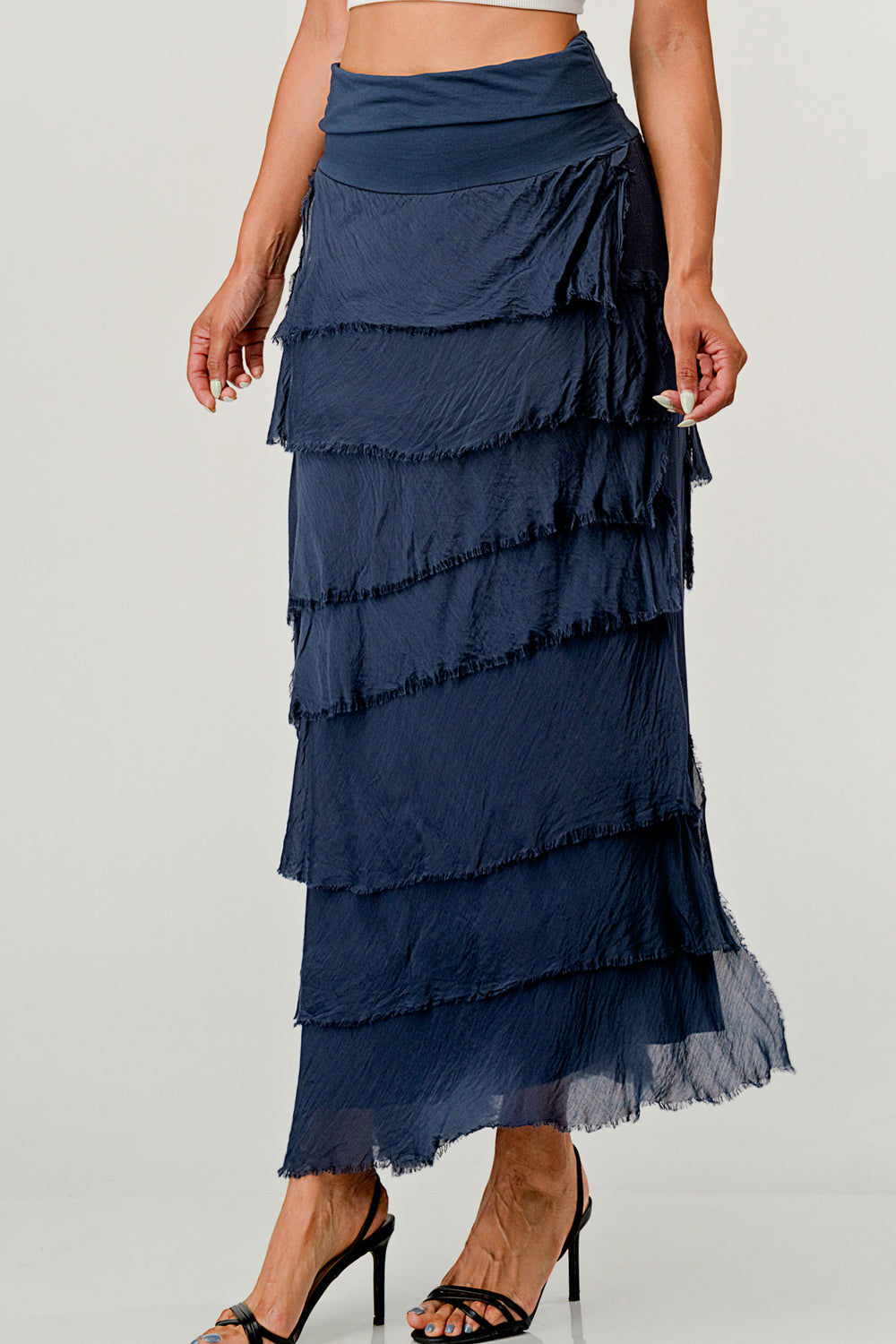 Layered Italian Raw Moda Maxi Skirt Bottom Raw Moda