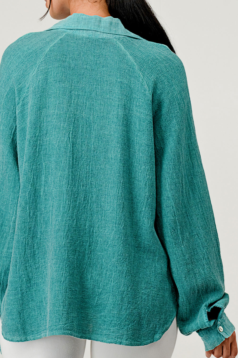 Wide Collar Linen Blouse Raw Moda