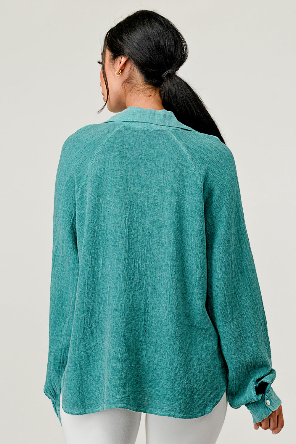 Wide Collar Linen Blouse Raw Moda