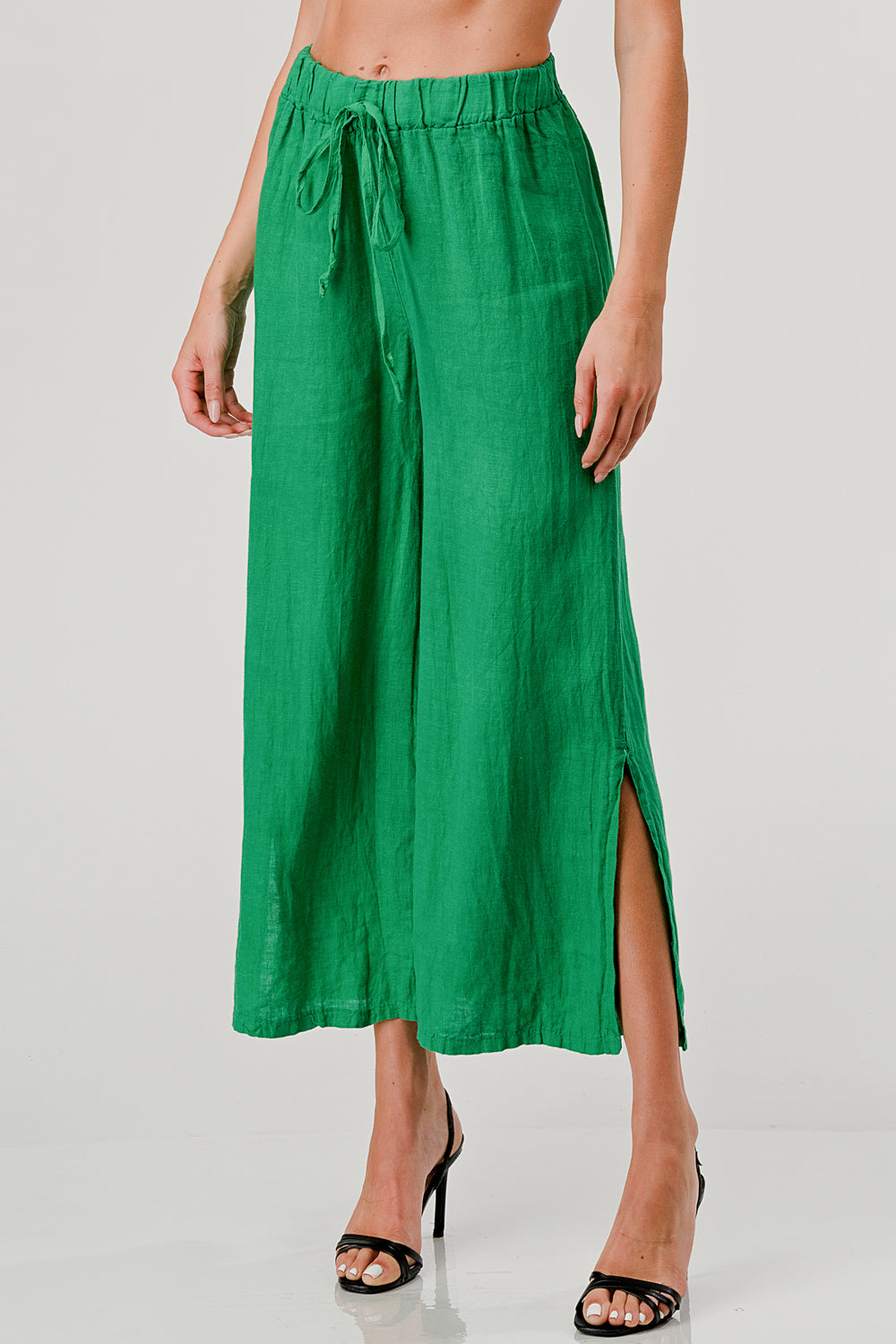 Italian Linen Tie Bottom Pants Pants Raw Moda