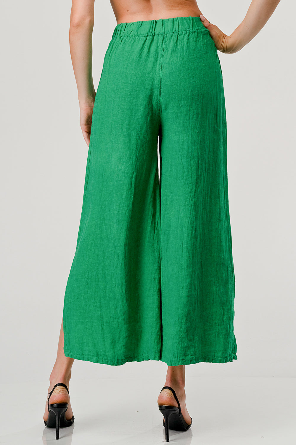 Italian Linen Tie Bottom Pants Pants Raw Moda