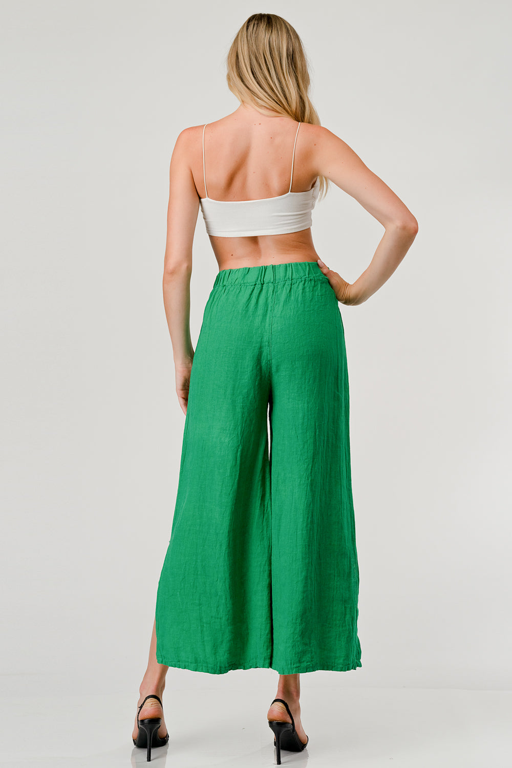 Italian Linen Tie Bottom Pants Pants Raw Moda