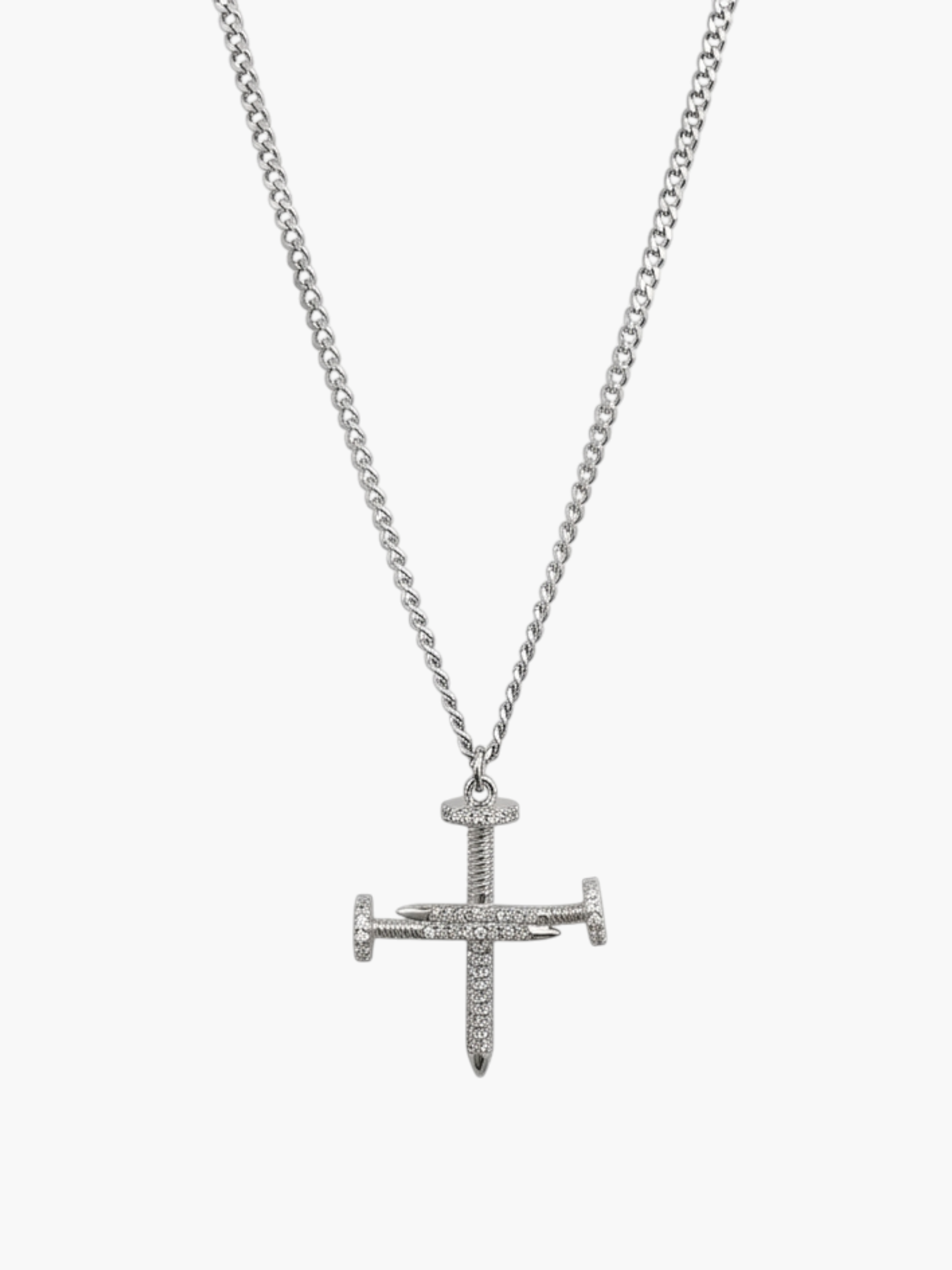 Cross Nail Zirconia Necklace