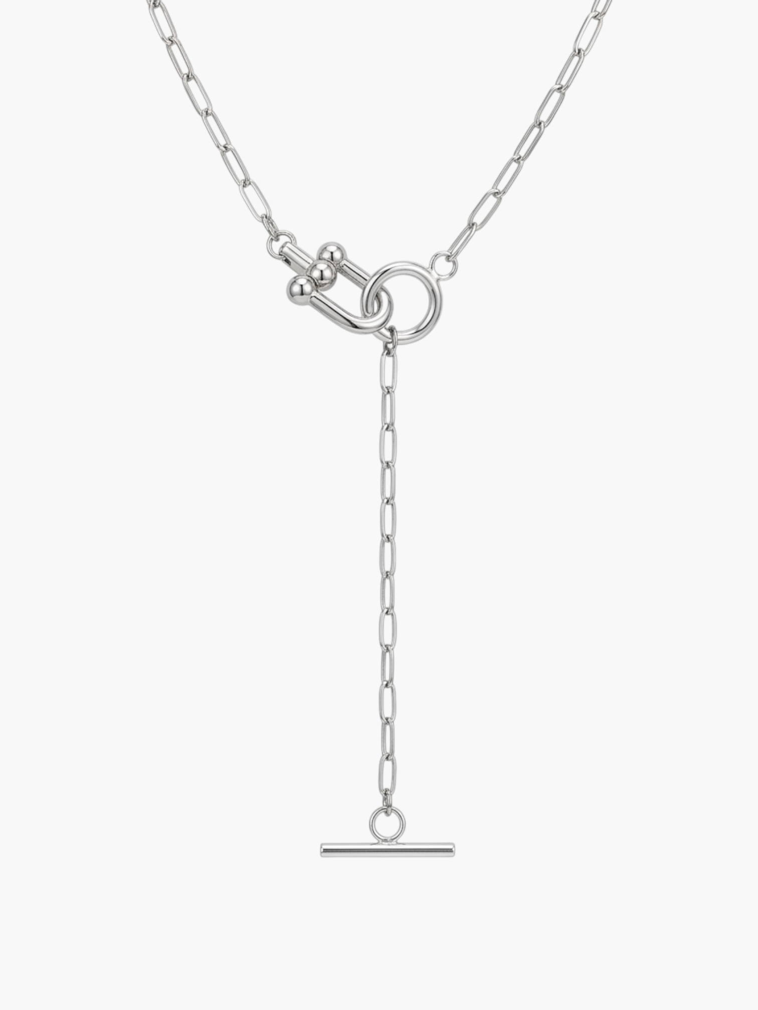 Toggle With Spring Ring Thin Paperclip Chain Necklace