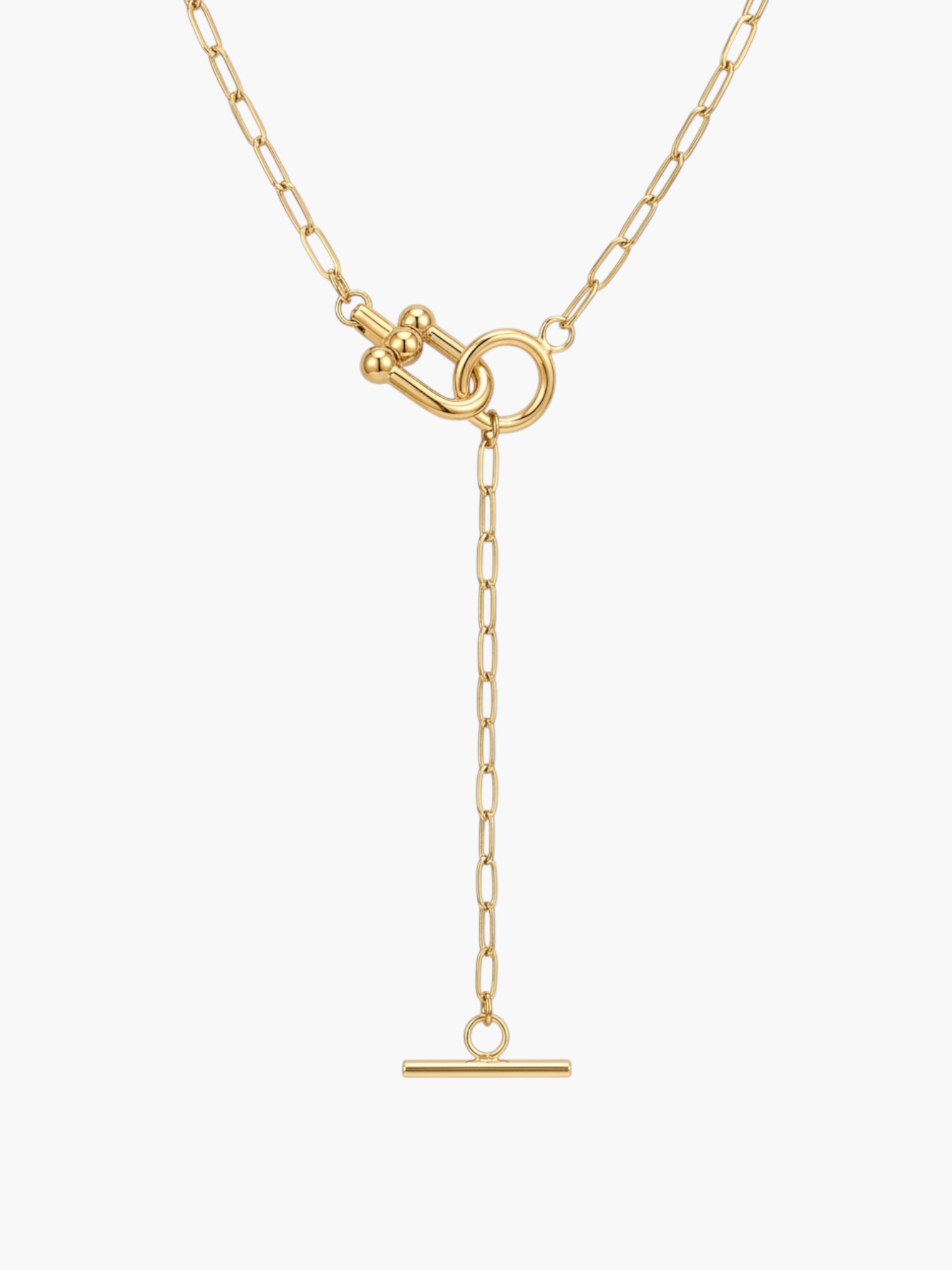 Toggle With Spring Ring Thin Paperclip Chain Necklace