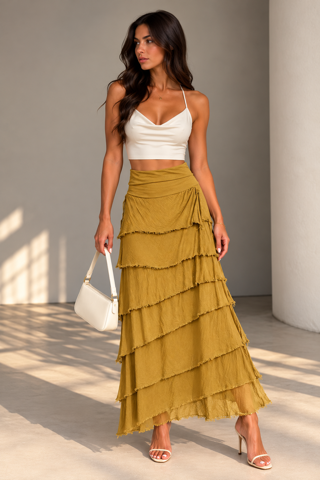 Raw Moda Layered Italian Maxi Skirt
