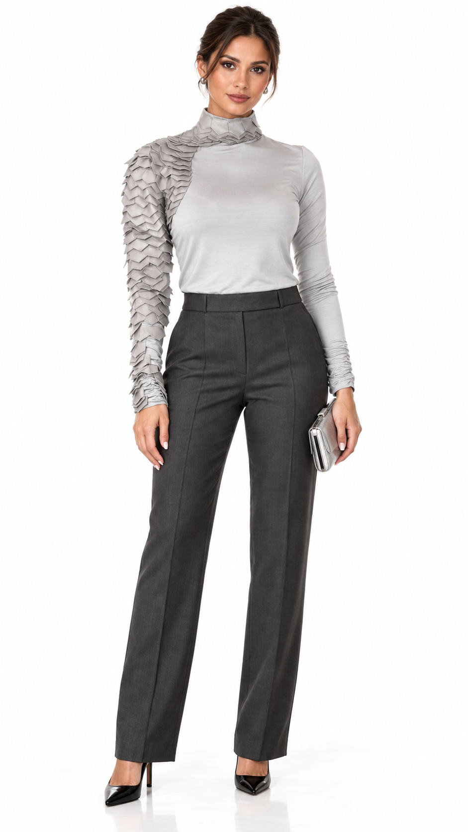 Raw Moda Long Sleeves Leather Patch Top