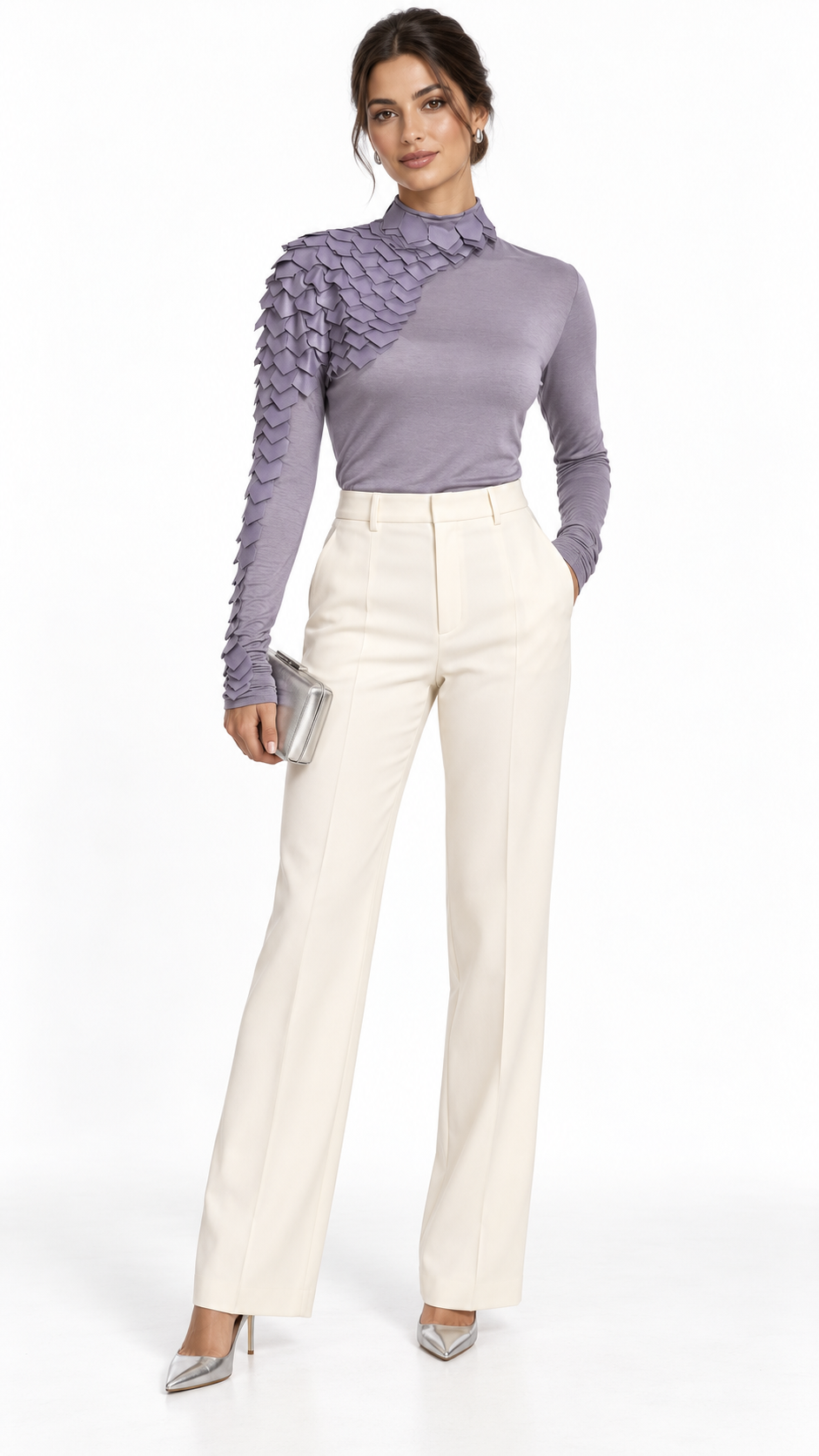 Raw Moda Long Sleeves Leather Patch Top