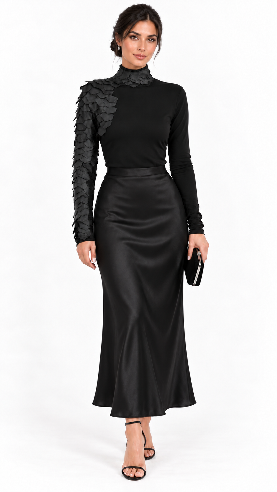 Raw Moda Long Sleeves Leather Patch Top
