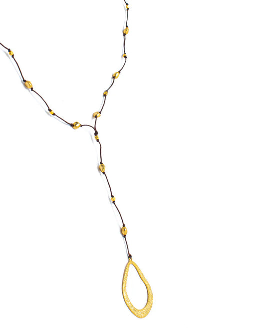 Raw Moda Teardrop Gold Alloy Necklace – front view of pendant