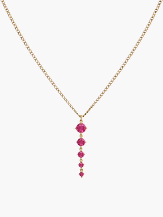 Tennis Five Links Thin Curb Chain Necklace