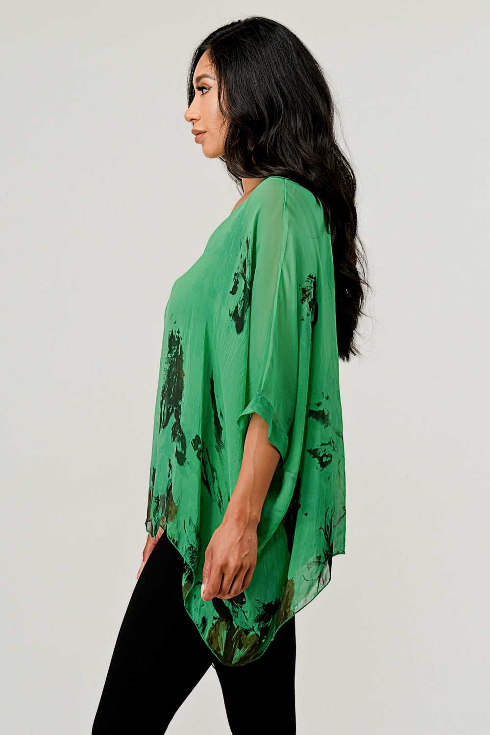 Italian Floral Raw Moda Silk Top Top Raw Moda