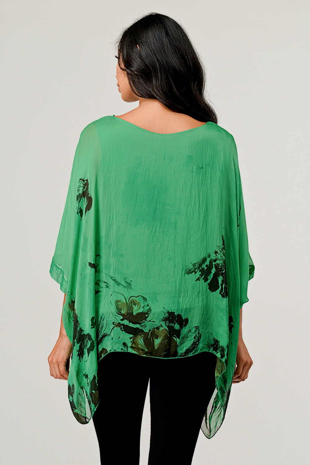 Italian Floral Raw Moda Silk Top Top Raw Moda