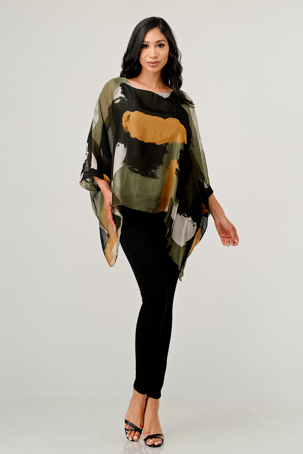Italian Hand Painted Pattern Raw Moda Silk Top Top Raw Moda