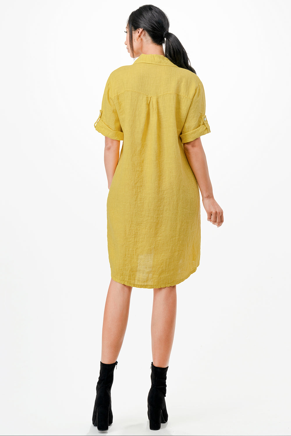 Long Linen Button Shirt Dress Dress Raw Moda