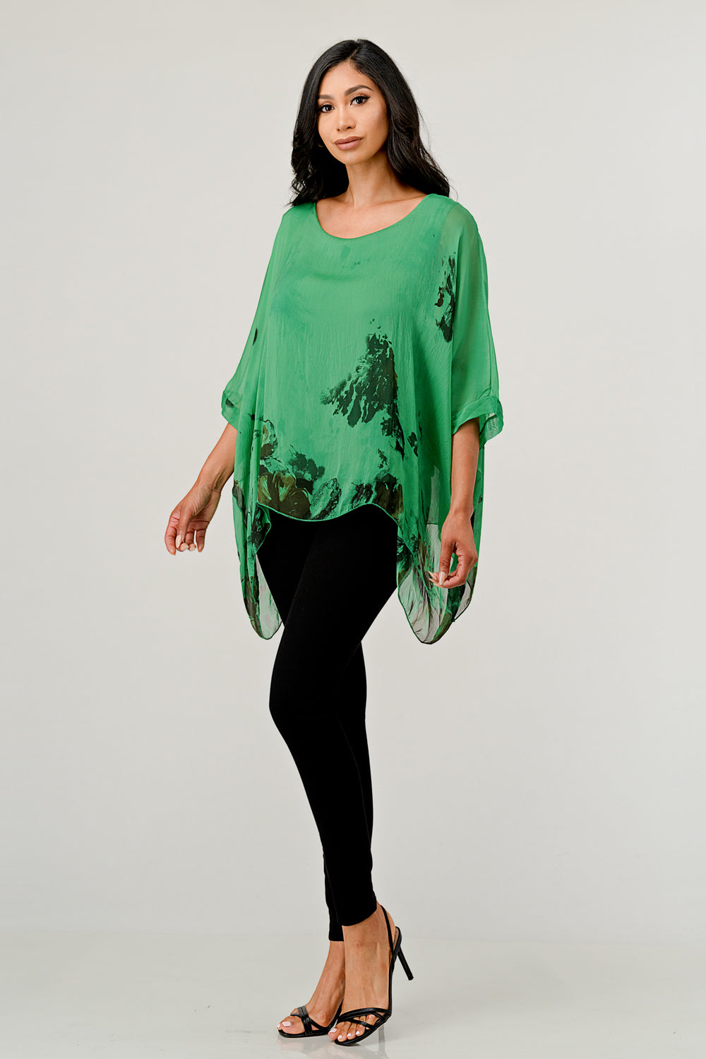 Italian Floral Raw Moda Silk Top Top Raw Moda