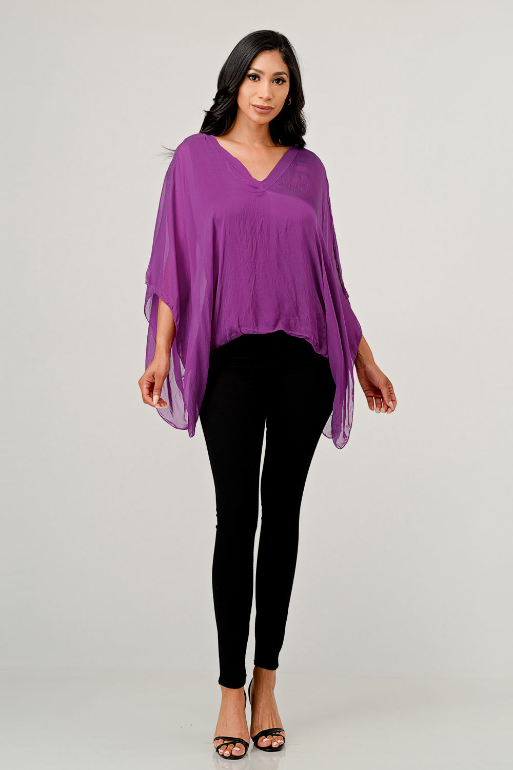 Raw Moda V Neck Italian Silk Top Raw Moda
