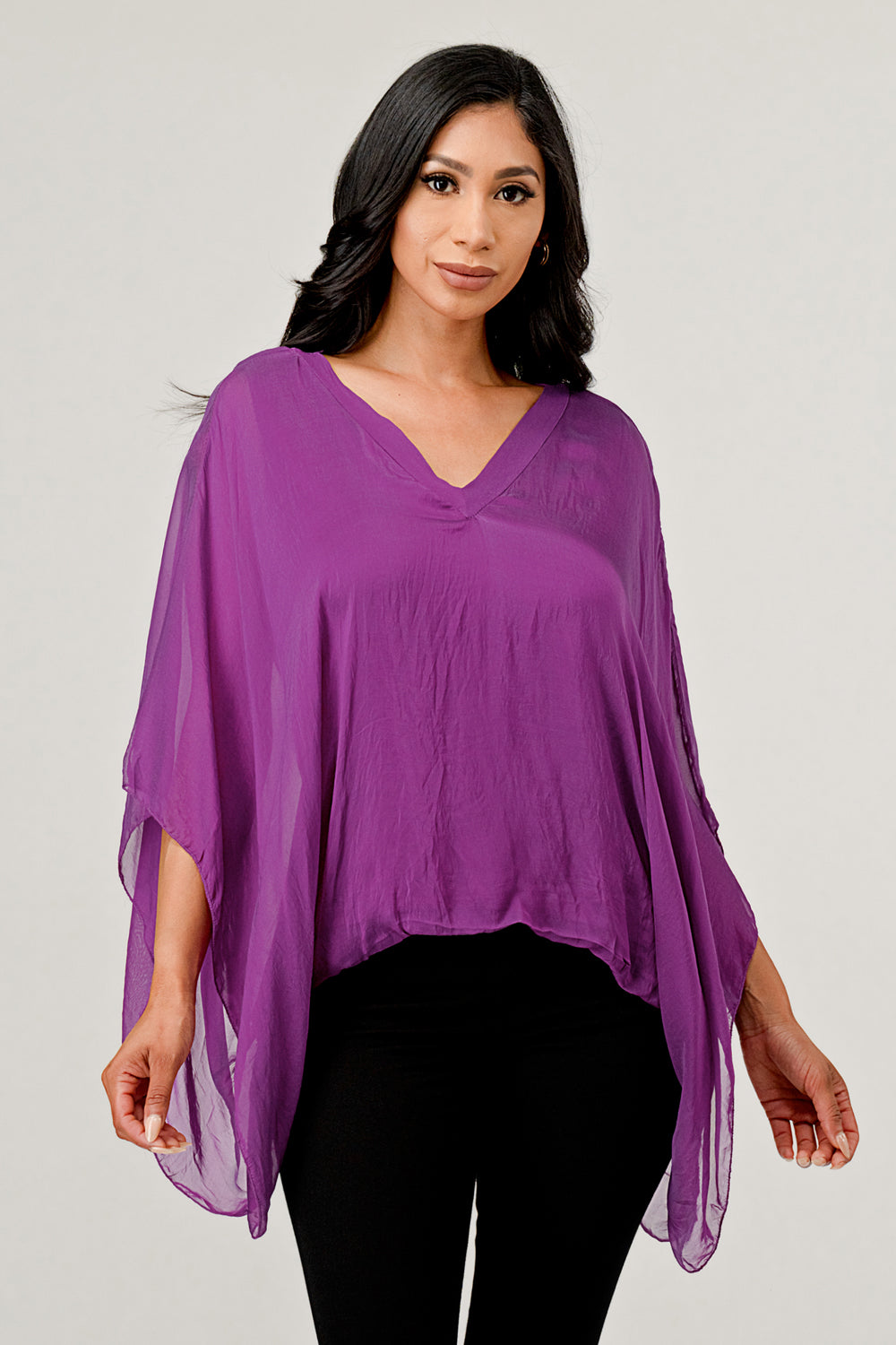 Raw Moda V Neck Italian Silk Top Raw Moda