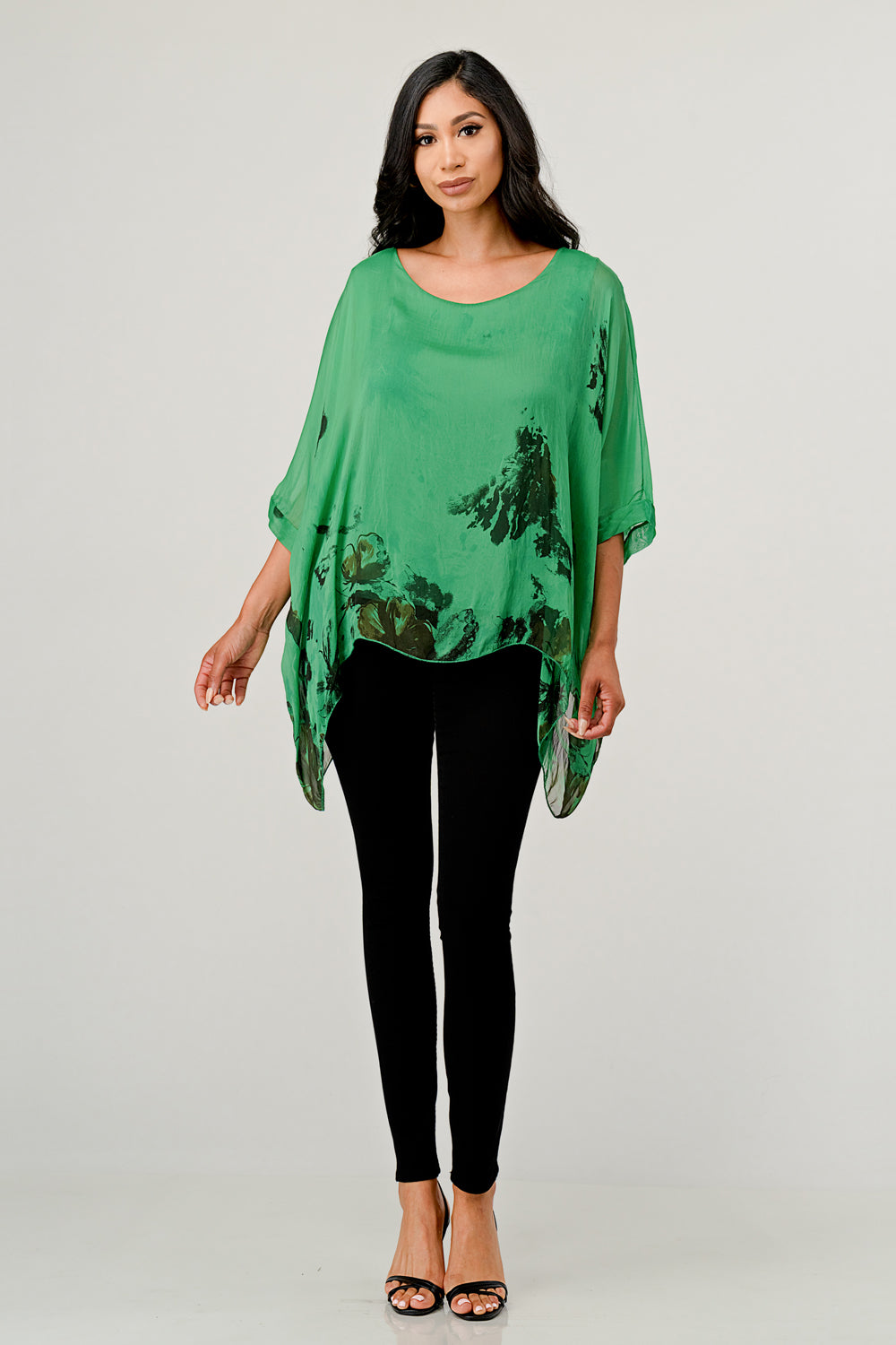 Italian Floral Raw Moda Silk Top Top Raw Moda