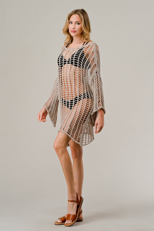 Long Sleeves Italian Crochet Cover up Apparel & Accessories Raw Moda