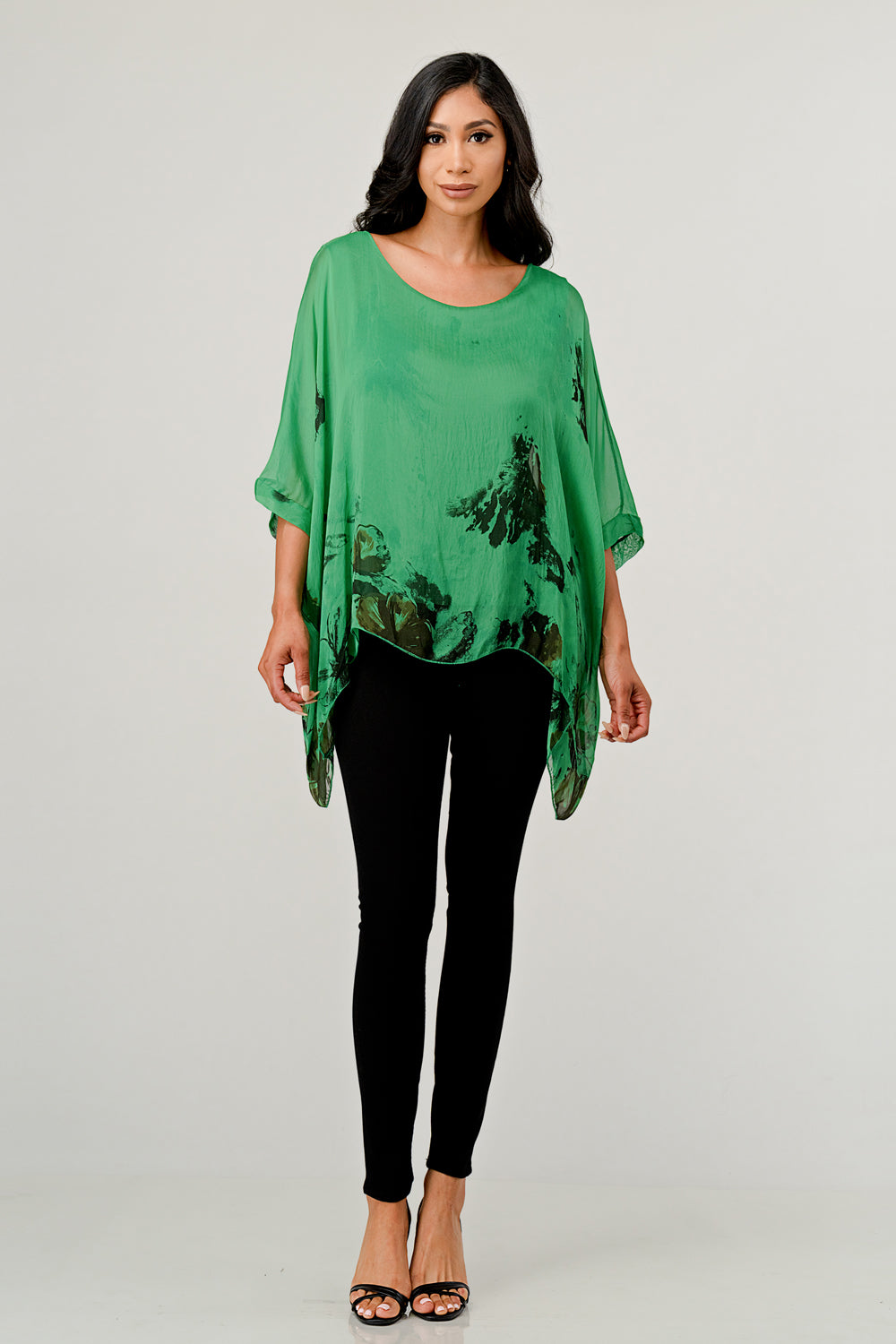 Italian Floral Raw Moda Silk Top