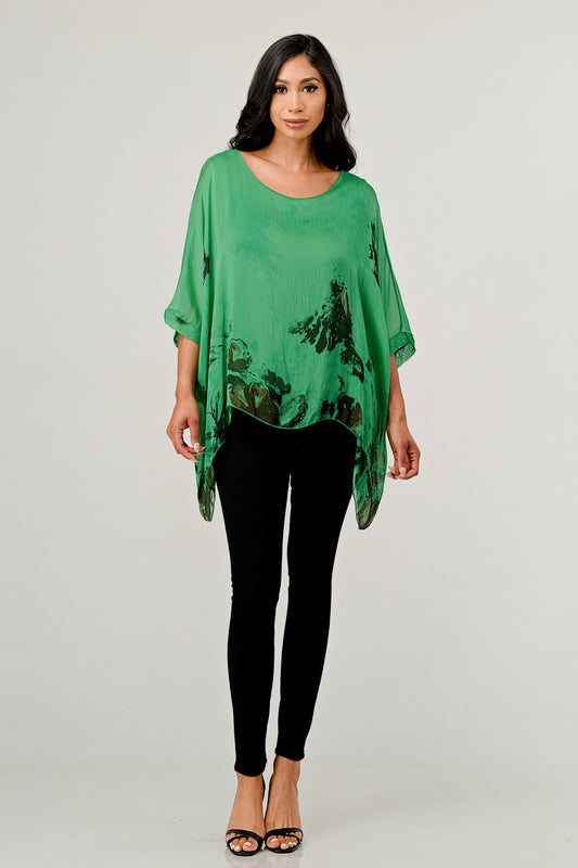 Italian Floral Raw Moda Silk Top Top Raw Moda