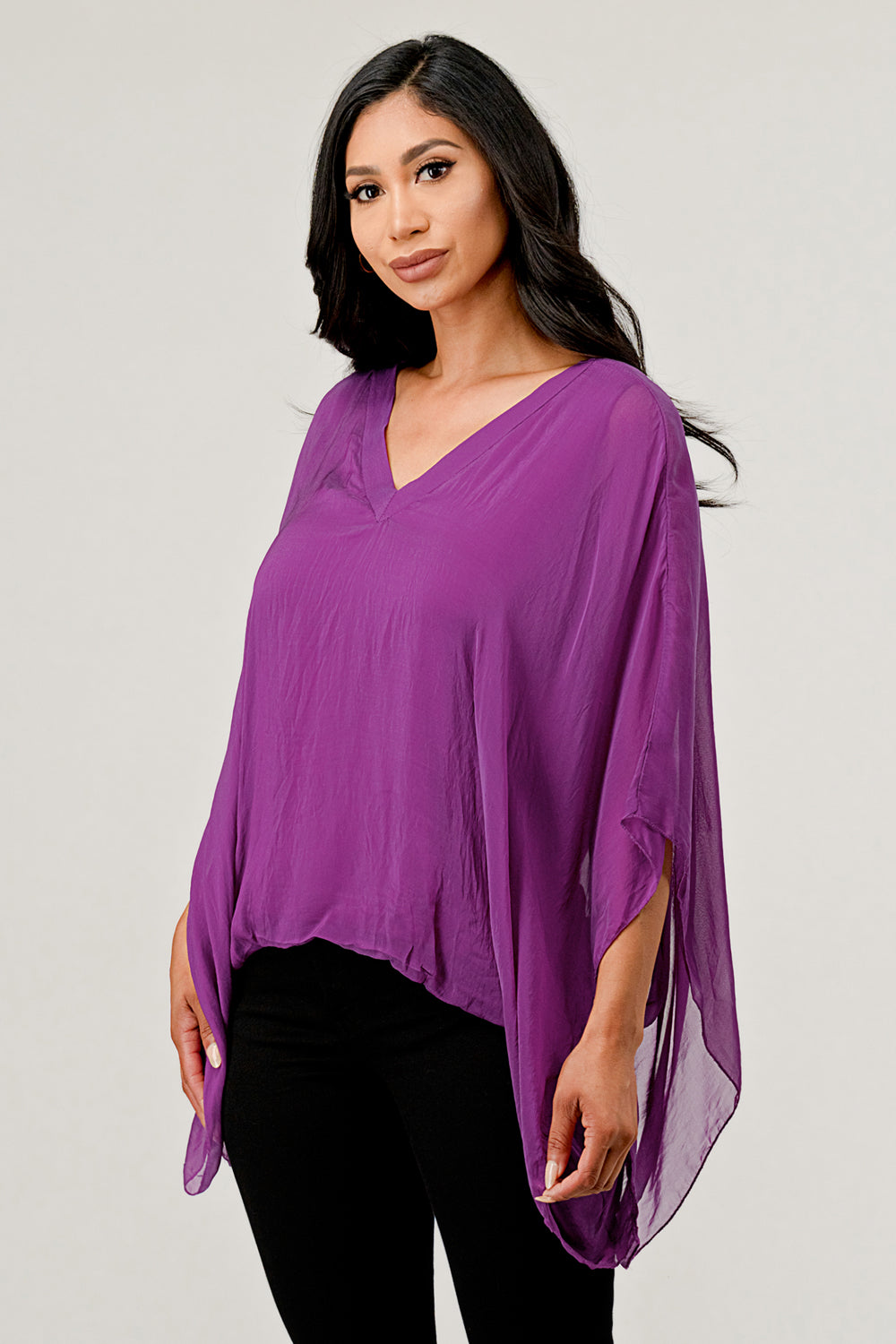 Raw Moda V Neck Italian Silk Top Raw Moda