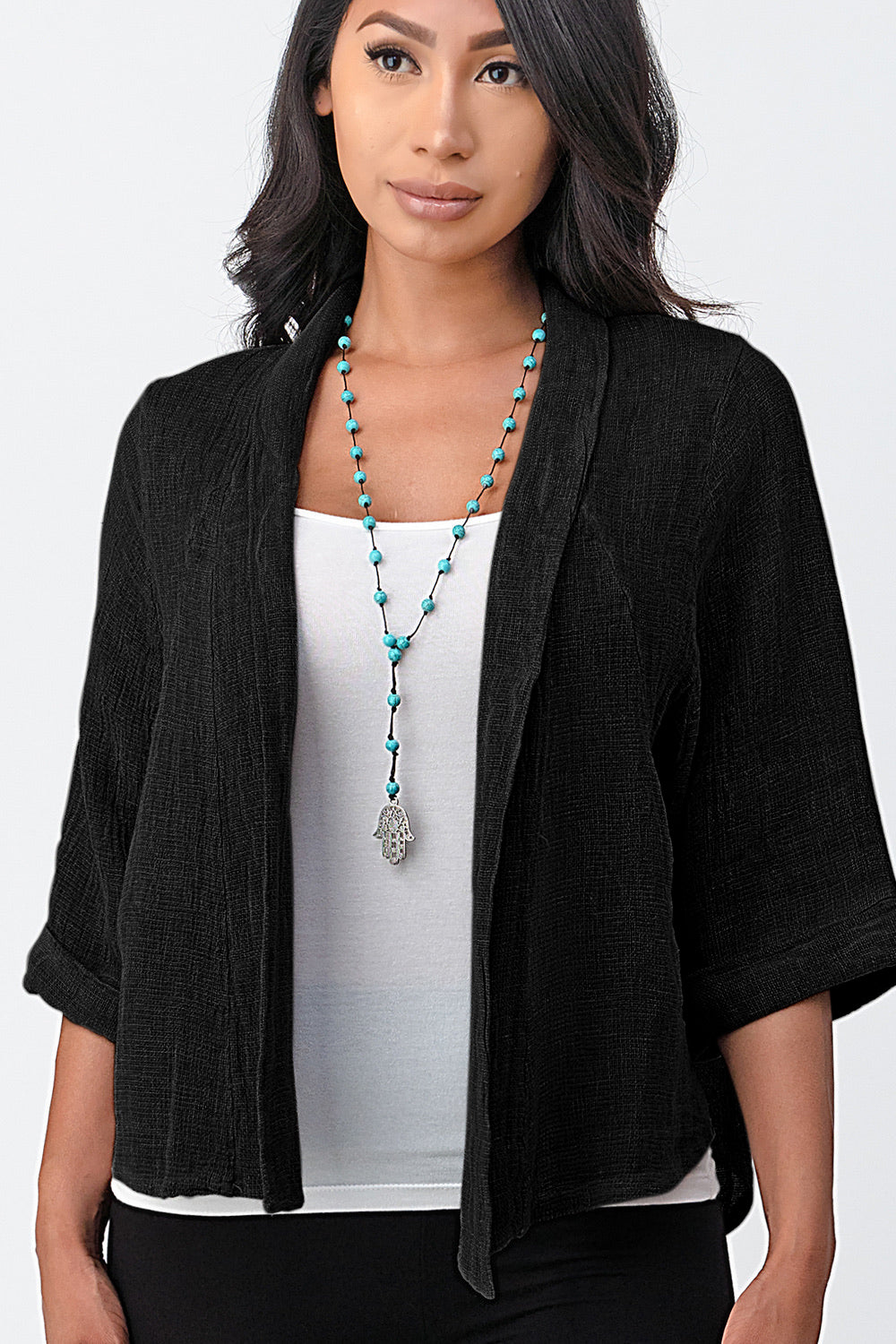 Raw Moda Short Linen Jacket Top Raw Moda One Size Black