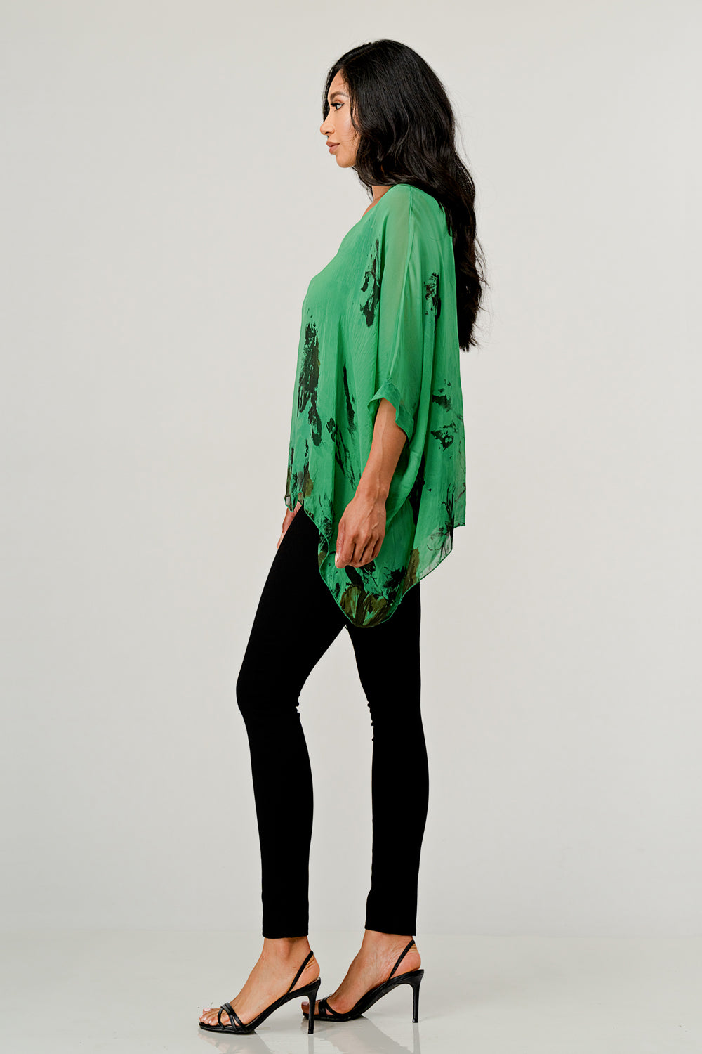 Italian Floral Raw Moda Silk Top Top Raw Moda