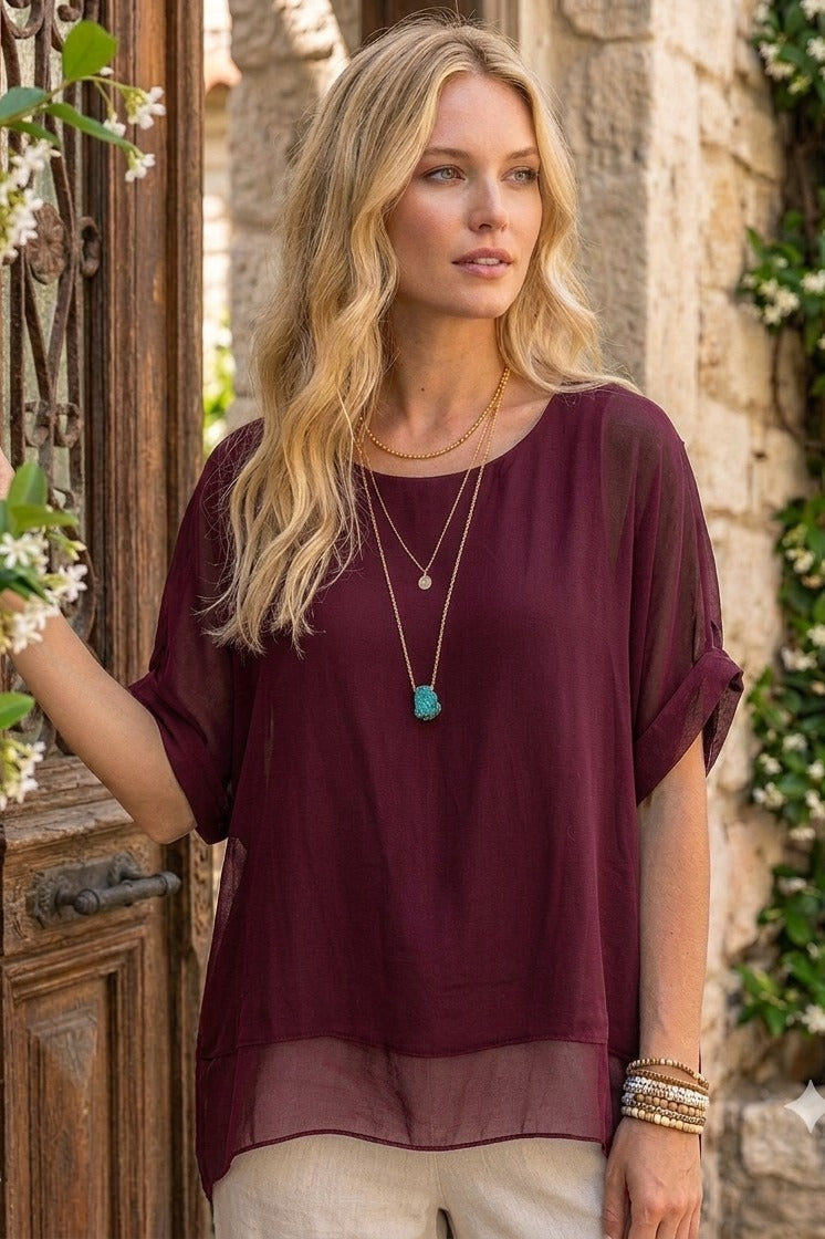 Italian Solid Silky Top Raw Moda - IMG-5642