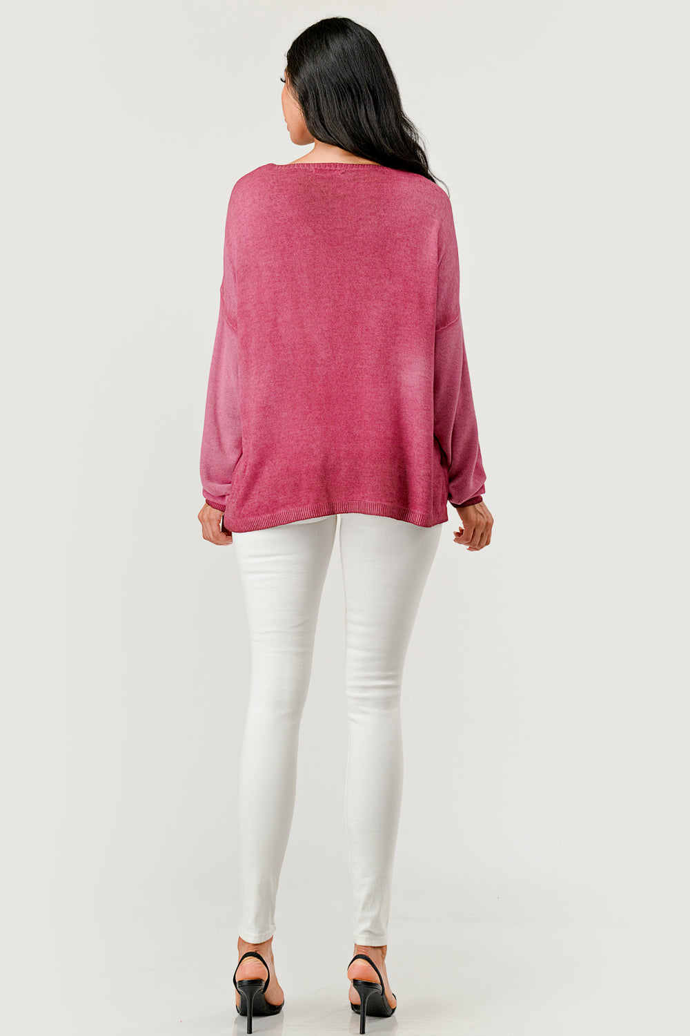 Italian Heart Modal Sweater – back view showing relaxed silhouette