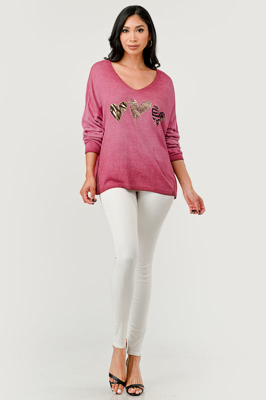 Italian Heart Modal Sweater – styled with jeans and heels