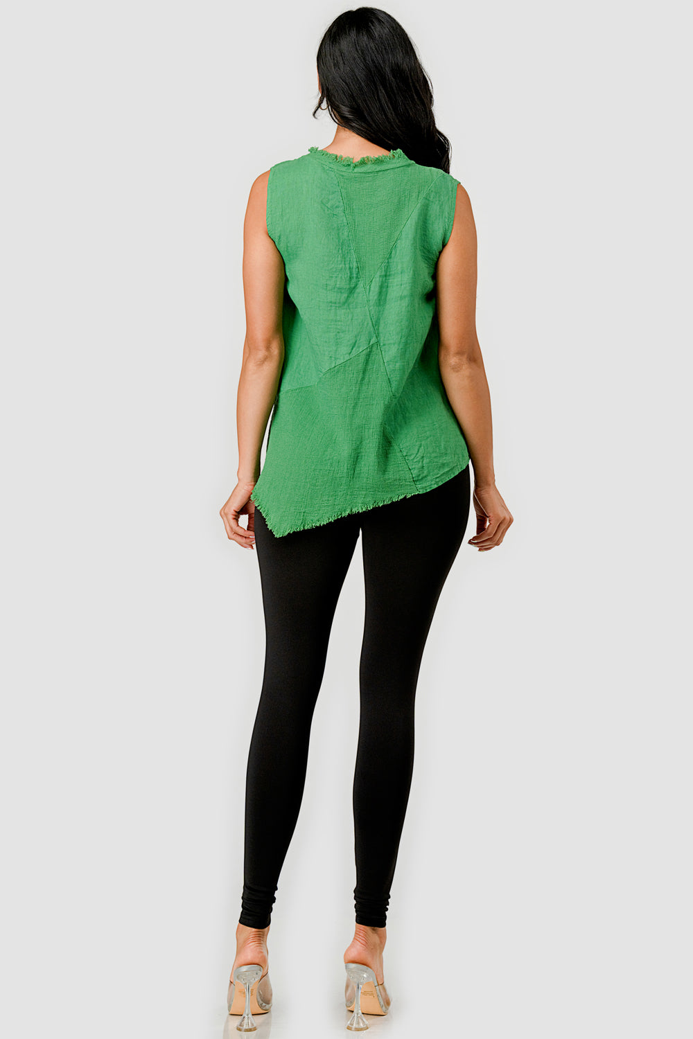Linen Cotton Sleeveless Linen Top – back view highlighting fabric flow