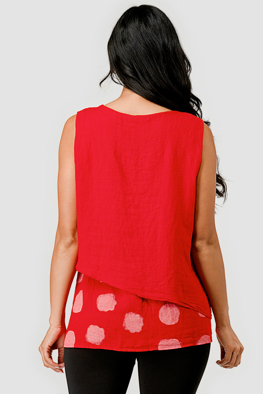 Raw Moda 2 Layers Polka Dot Linen Top – back view showing layered design
