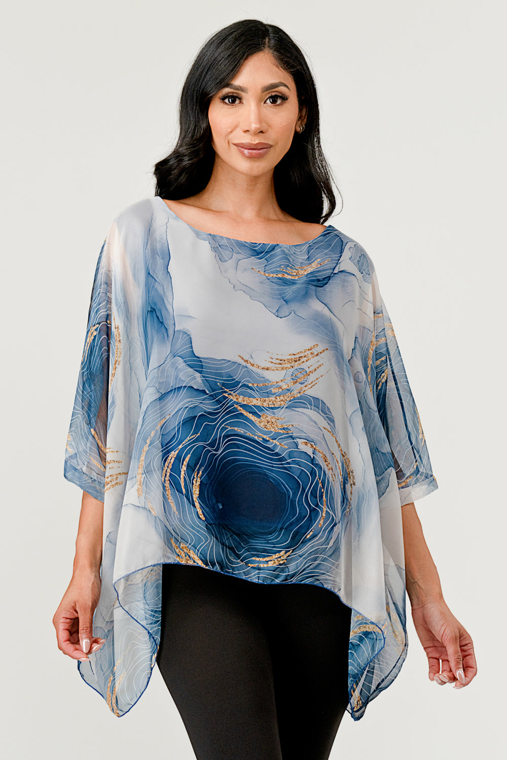 Raw Moda Italian Abstract Fodera Top – front view on model