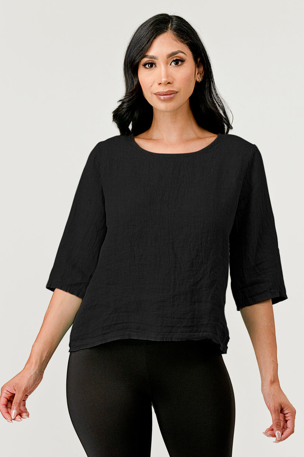 Raw Moda Linen Button Back Top Top Raw Moda S/M Black