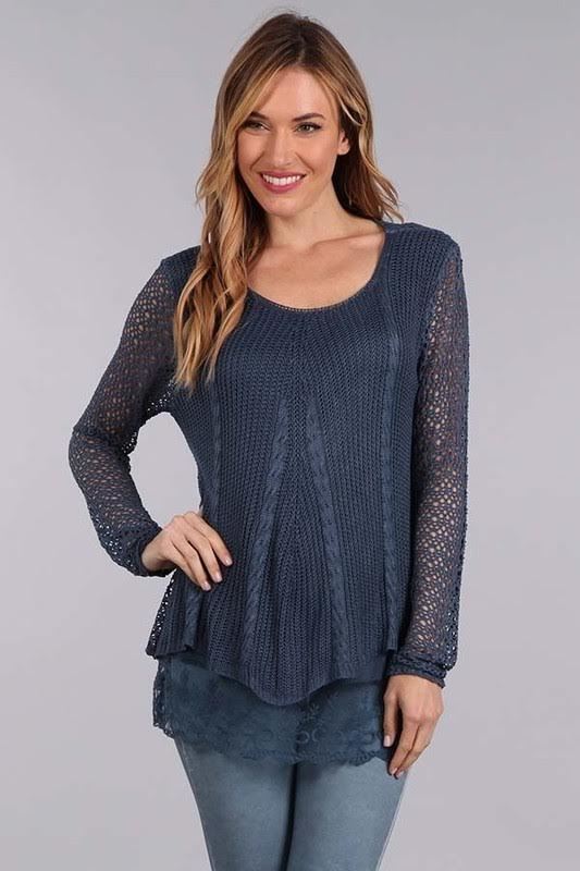 Raw Moda Italian Blouse Top Palermo Crochet Top Raw Moda One Size Navy