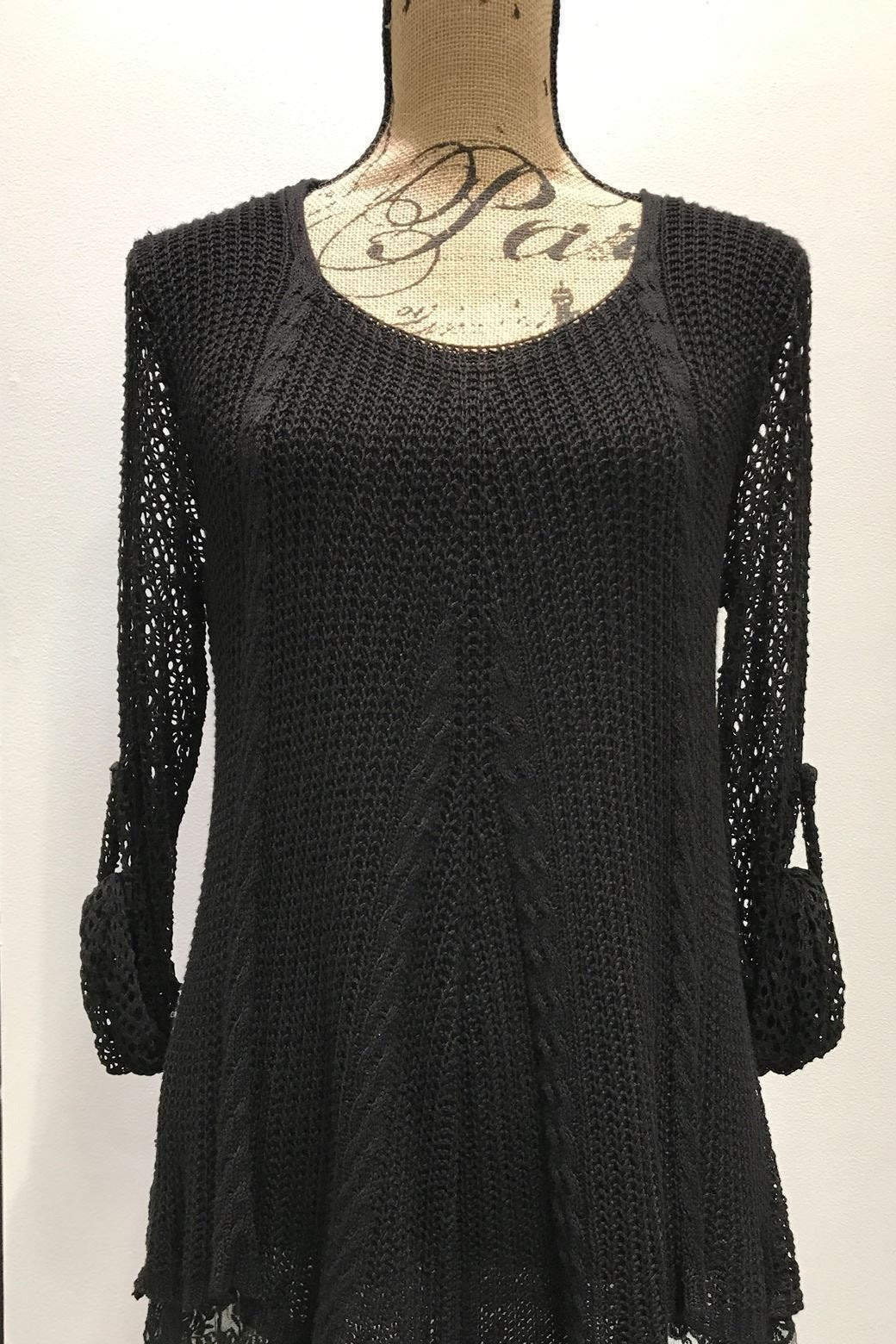 Raw Moda Italian Blouse Top Palermo Crochet Top Raw Moda One Size Black
