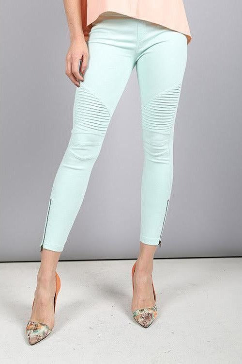 Bike Ankle Zipper Leggings Pants Raw Moda Pants Raw Moda Small Turquoise