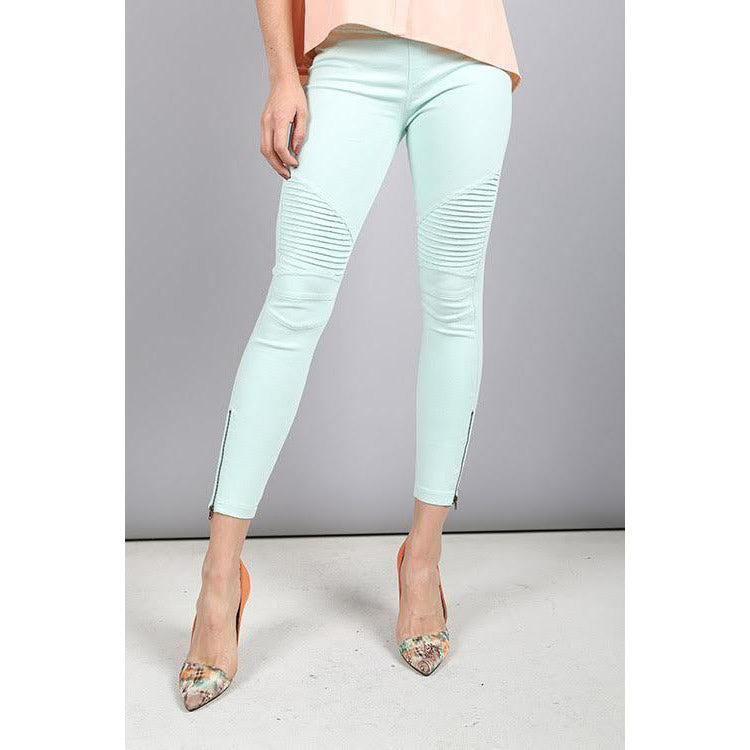 Bike Ankle Zipper Leggings Pants Raw Moda Pants Raw Moda Small Turquoise